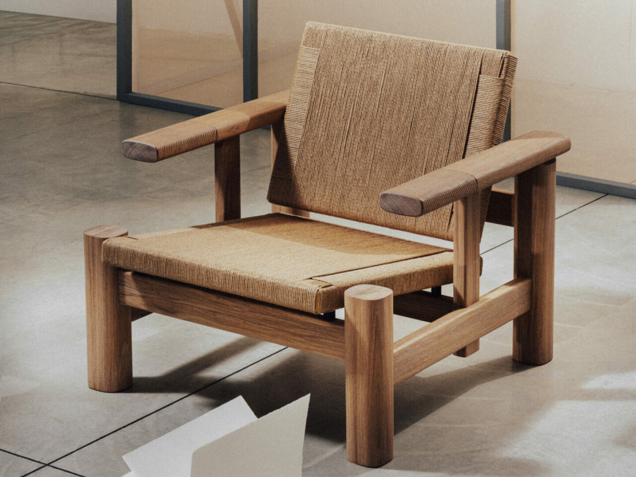 Fauteuil en bois et tressage Zanat Fauteuil Zanat en bois massif avec assise et dossier tressés